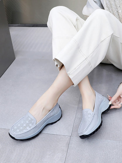 Chaussures d'été à plateforme en cuir découpé pour femmes