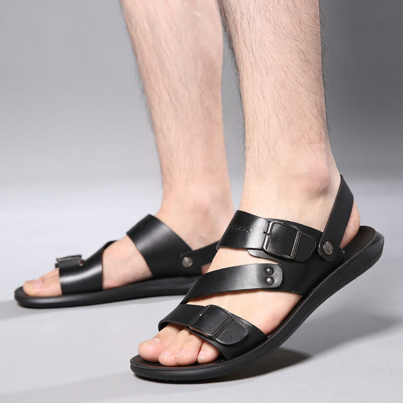 Sandales plates en cuir pour hommes