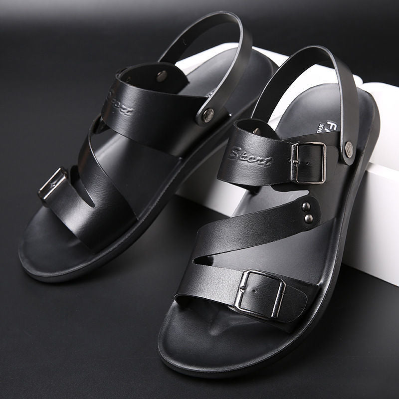 Sandales plates en cuir pour hommes