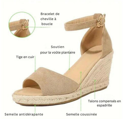 Espadrilles élégantes à plateforme avec brides de cheville