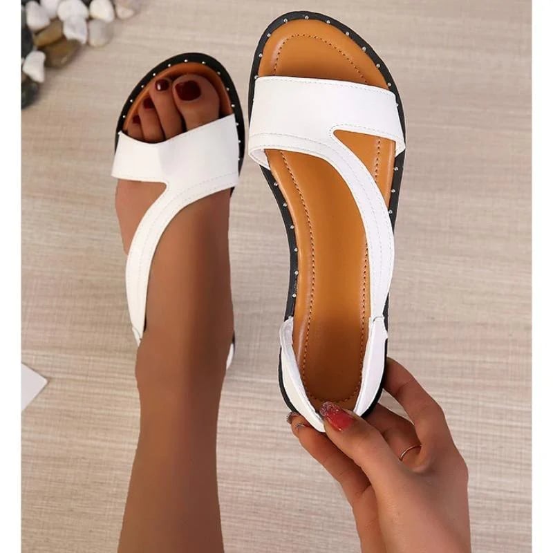 (Big Sale💥)Fish-mouth Rivet Open Toe Flat  Sandals(Buy 2 Get 15% off✔️) mysite