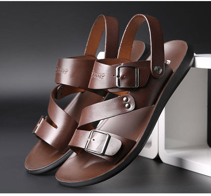 Sandales plates en cuir pour hommes