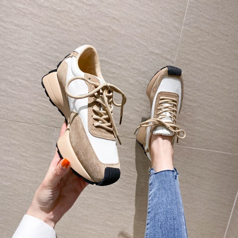 Chunky Sneakers Women Real Leather Platform Shoes