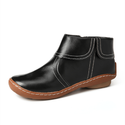 Plus Size Women Casual Slip Resistant Side Zipper Flat Ankle Boots - MRSLM