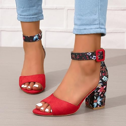 Sandales peep toes à imprimé floral pour femmes