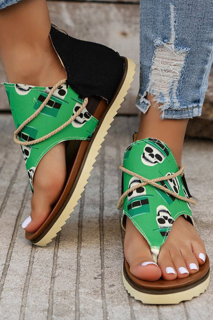 New Printed Back Zipper Beach Sandals