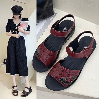 Summer Women Soft Leather Soft Casual Sandal