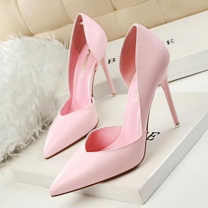 Candy Color Pointed Toe Low Cut Stiletto High Heels Prom Shoes