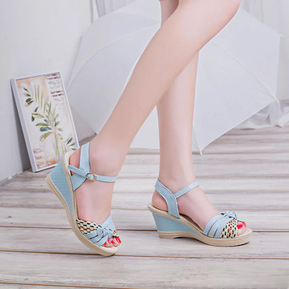 Toe Buckle Ankle Strap Platform Wedge Sandal