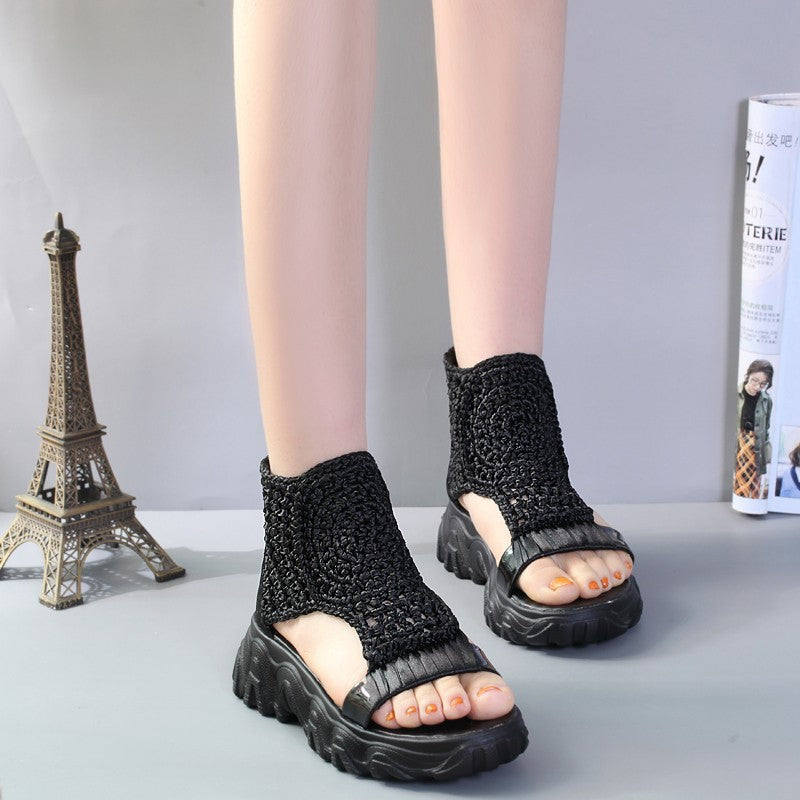 Mesh Flat Sandals Hollow Female Platform Shoes