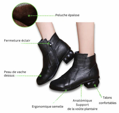 Bottes courtes orthopédiques avec bouts ronds et matière pelucheuse