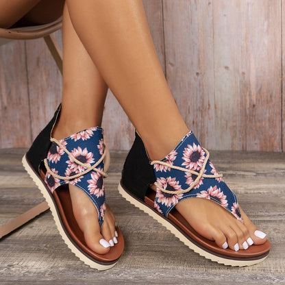 New Printed Back Zipper Beach Sandals