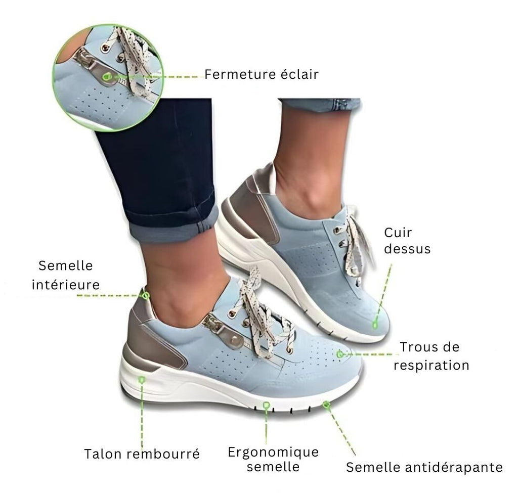 Baskets orthopédiques confortables avec fermeture à glissière latérale