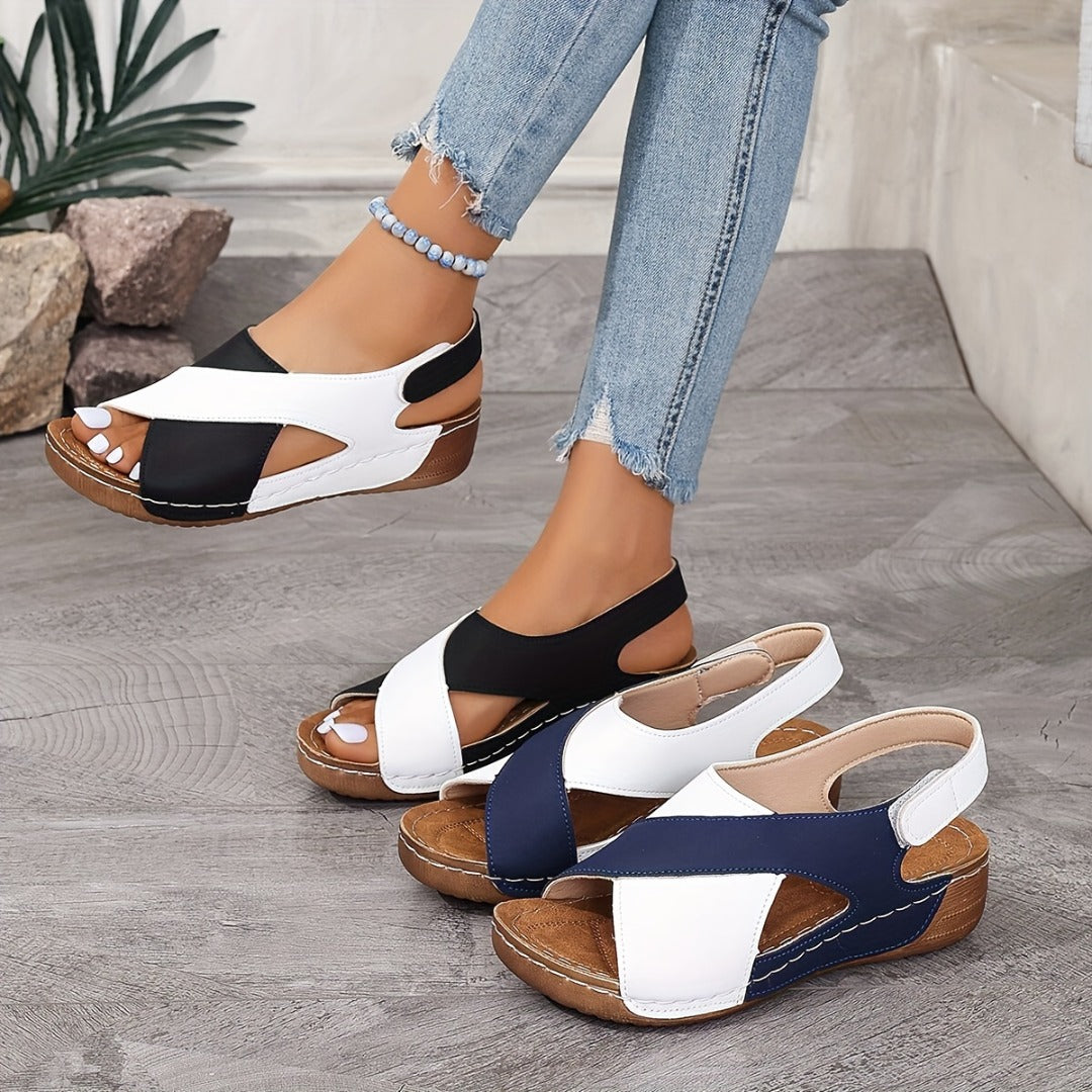 Block Cross Strap Waterproof Wedge Sandals (Sandales à semelles compensées imperméables)