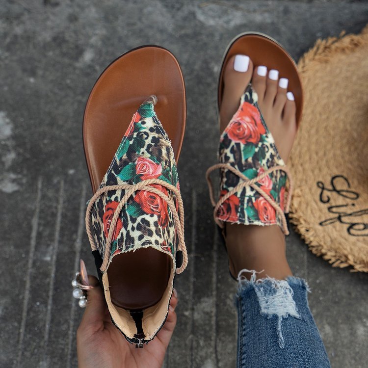 New Printed Back Zipper Beach Sandals