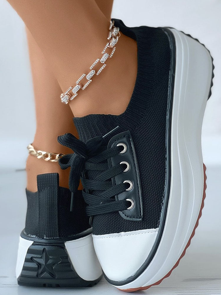 Knit Lace-Up Sneaker - ECHOINE