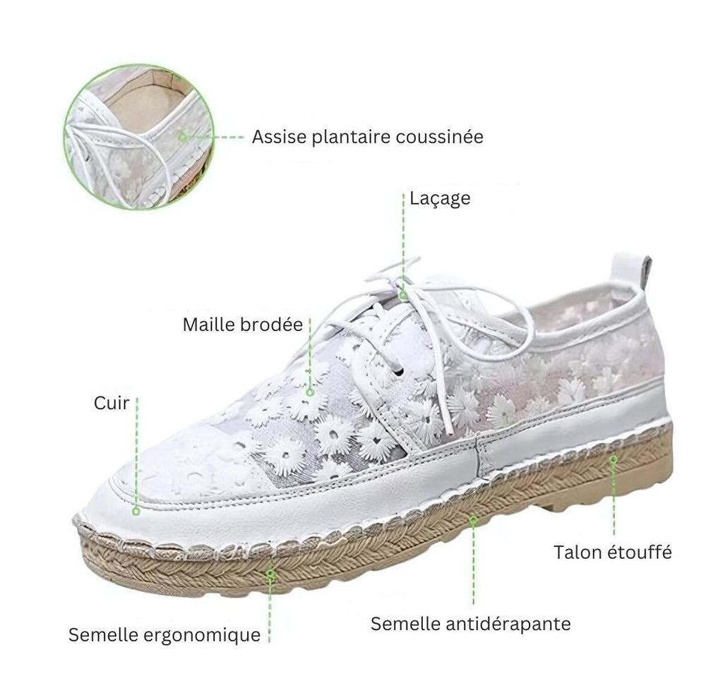 Chaussures orthopédiques en maille avec accents floraux