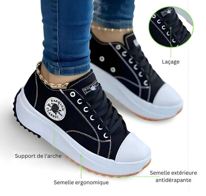 Baskets orthopédiques à lacets en toile pour femmes