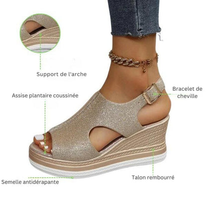 Talons compensés orthopédiques avec paillettes