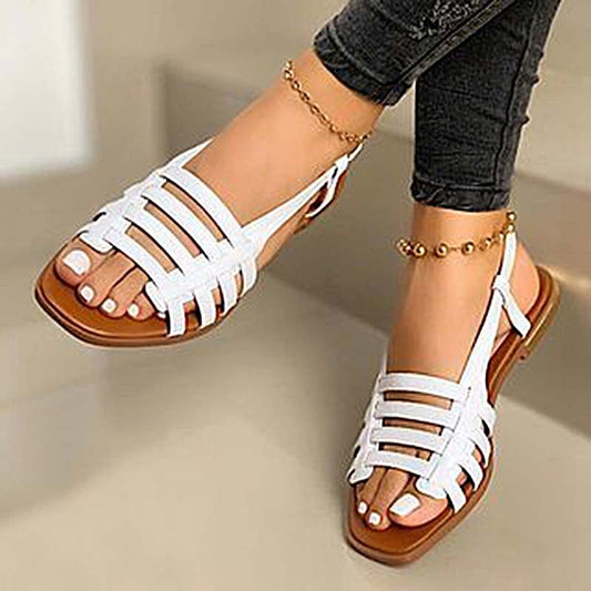 Womens Ankle Strap Wide Fit Flat Sandals Ladies