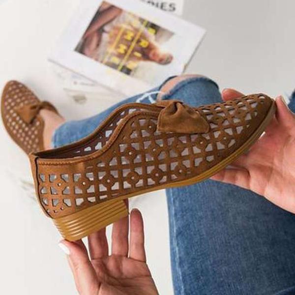 Nouvelles chaussures plates pointues à nœud papillon pour femmes