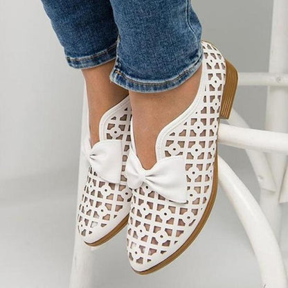 Nouvelles chaussures plates pointues à nœud papillon pour femmes