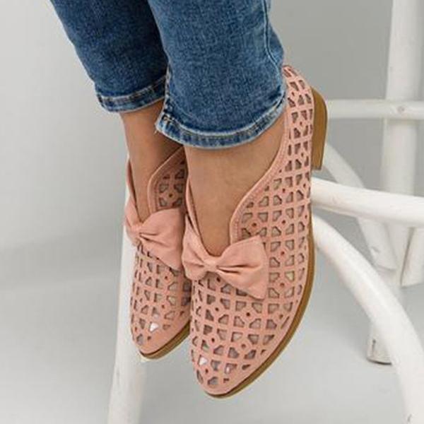 Nouvelles chaussures plates pointues à nœud papillon pour femmes