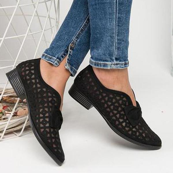 Nouvelles chaussures plates pointues à nœud papillon pour femmes