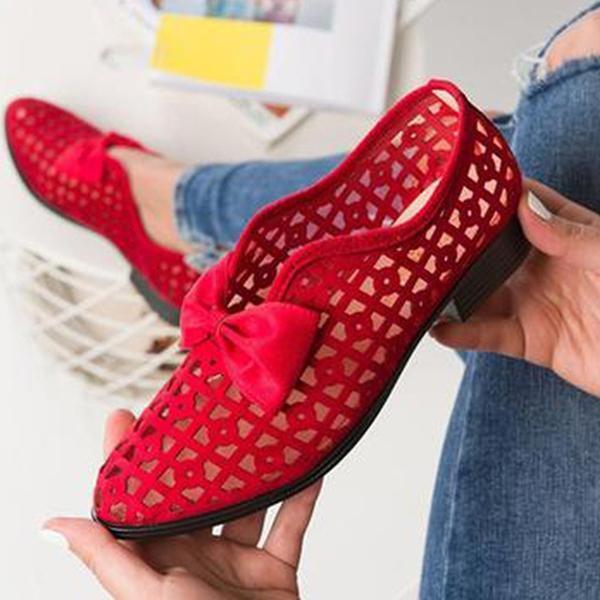 Nouvelles chaussures plates pointues à nœud papillon pour femmes