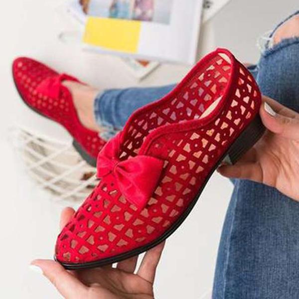 Nouvelles chaussures plates pointues à nœud papillon pour femmes