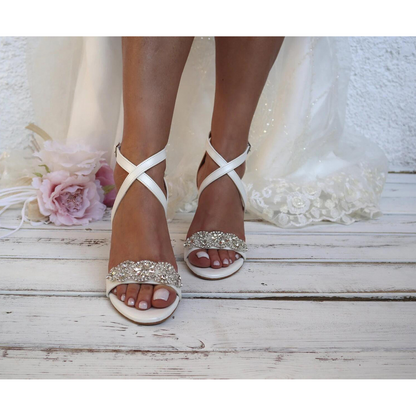 Sandales à talons hauts pour femmes avec strass