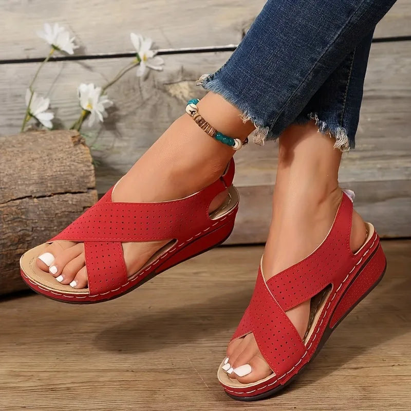 Chaussures d'été crisscross Peep Toe Slingback