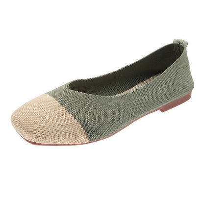 Femmes Flats Mesh Ballet Square Toe Slip-On Loafers Breathable Flats