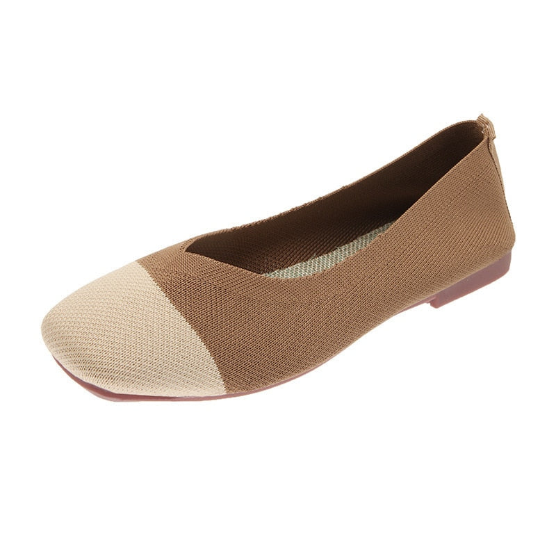 Femmes Flats Mesh Ballet Square Toe Slip-On Loafers Breathable Flats