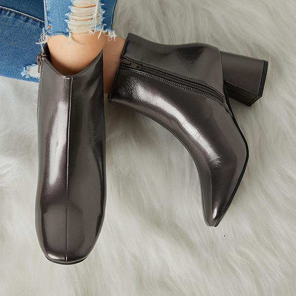 Warm Patent Leather Shiny Pointed Boots Oshnow