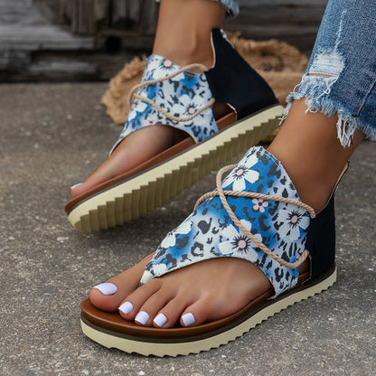 New Printed Back Zipper Beach Sandals