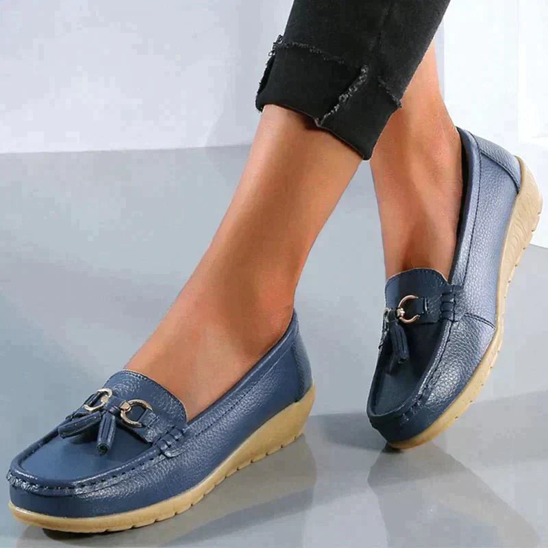 Chaussures plates en cuir pour femmes