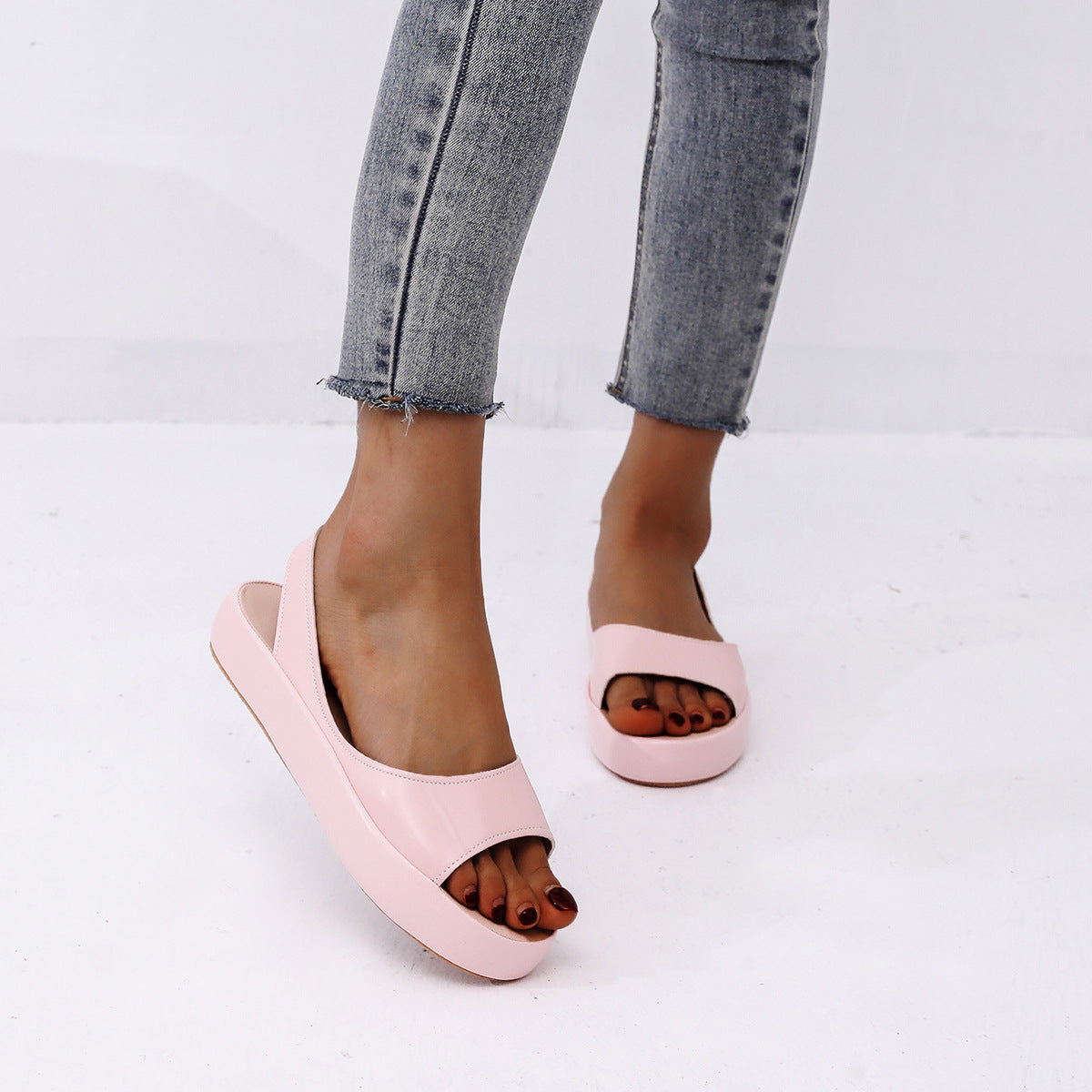 Peep Toe Beach Shoes Slip On