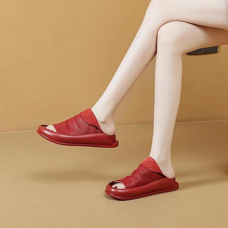 Pantoufles à plateforme en cuir pour femmes