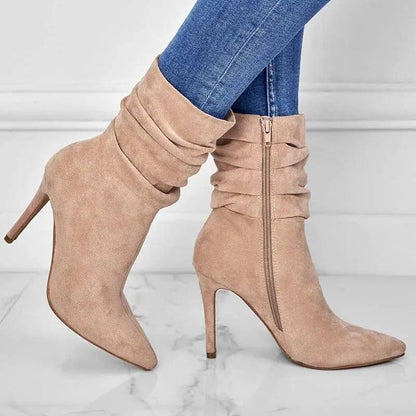 Pointed Toe Stiletto Heel Ankle Boots For Women Side Zipper-5