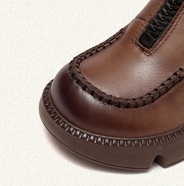 Bottes chaudes et confortables en cuir avec fermeture à glissière