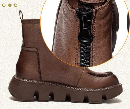 Bottes chaudes et confortables en cuir avec fermeture à glissière