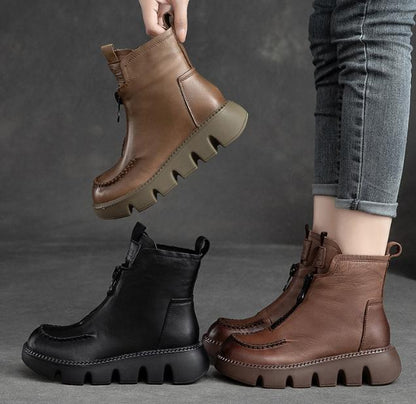 Bottes chaudes et confortables en cuir avec fermeture à glissière