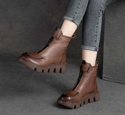 Bottes chaudes et confortables en cuir avec fermeture à glissière