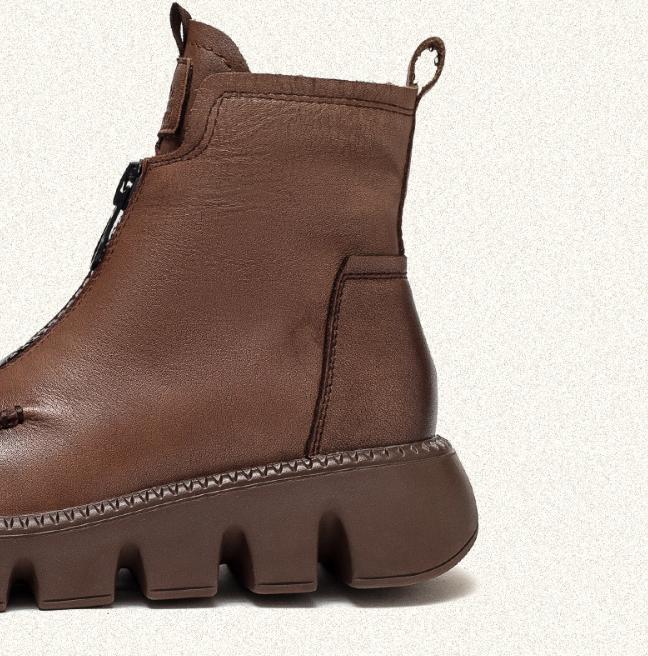 Bottes chaudes et confortables en cuir avec fermeture à glissière